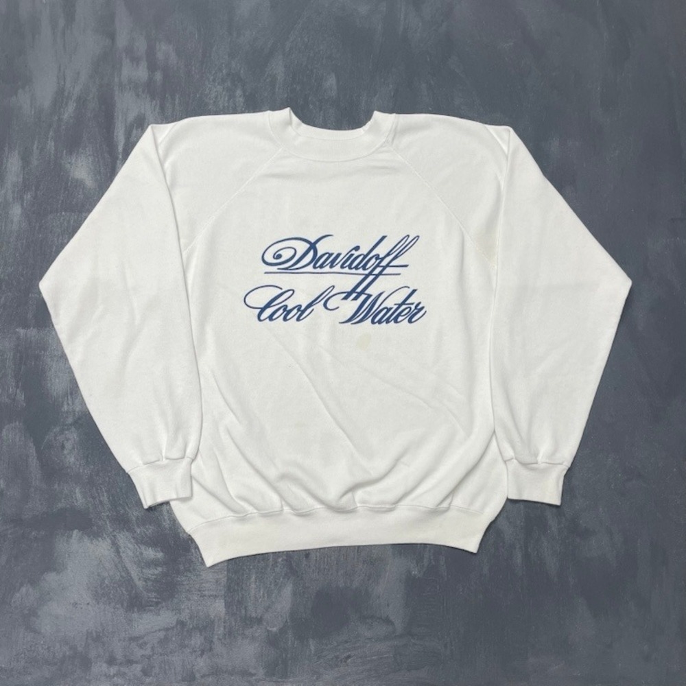 Vintage Davidoff Cool Water Sweatshirt Mens XL White 1990s Hanes